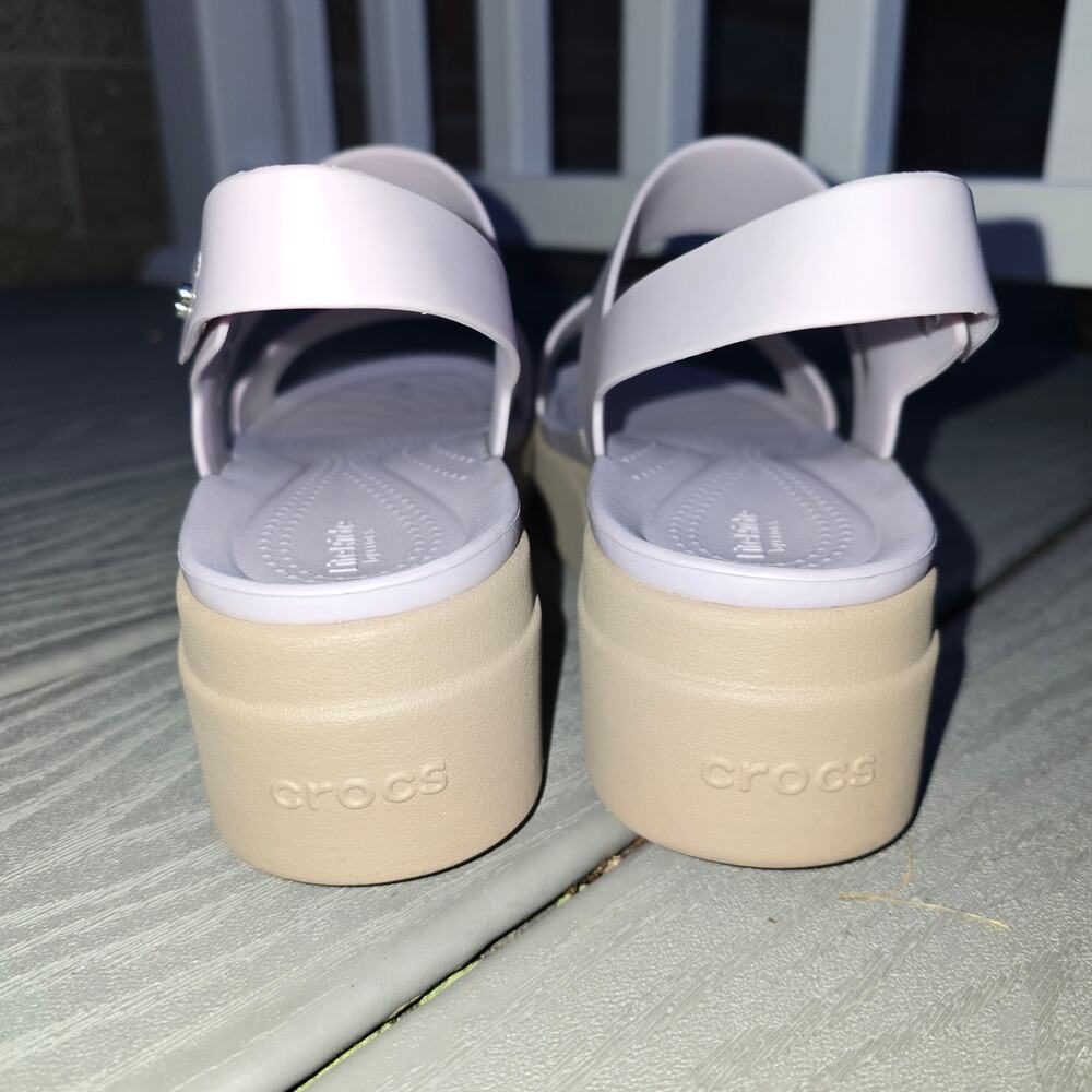 Crocs Women's Brooklyn Low Wedge Sandals Purple/Beige, Size 8 - Picture 4 of 6